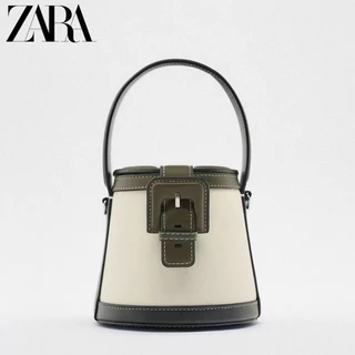Zara Autumn European American Bag Novo Produto Mulher Moda Moderna Corpo Redondo Cruzado Mini Balde De Cor Contraste