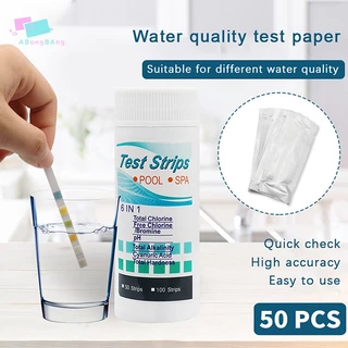 Abongbangbang 50PCS 6 Em 1 Papel De Teste De PH Para Piscina Tiras Cloro Residual Água Nice