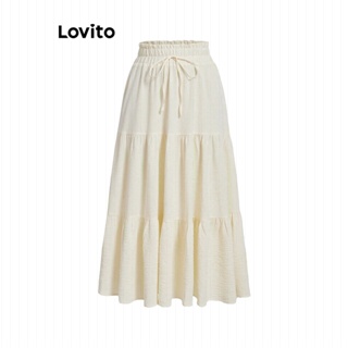 Lovito Saias Boho Com Bainha Lisa E Babados Para Mulheres L74ED057
