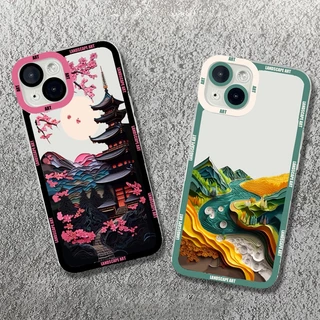 Estojo De Tinta E Lavagem Para Telefone De Pintura Paisagística Samsung Galaxy S23 S24 Ultra S22 S21 Plus S21 S20 S23 FE A02S A72 A73 A03S Nota 20 Capa Soft Clear
