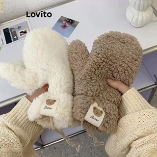 Lovito Lindas Luvas De Urso Com Gola Halter Sherpa Para Mulheres LFA11469