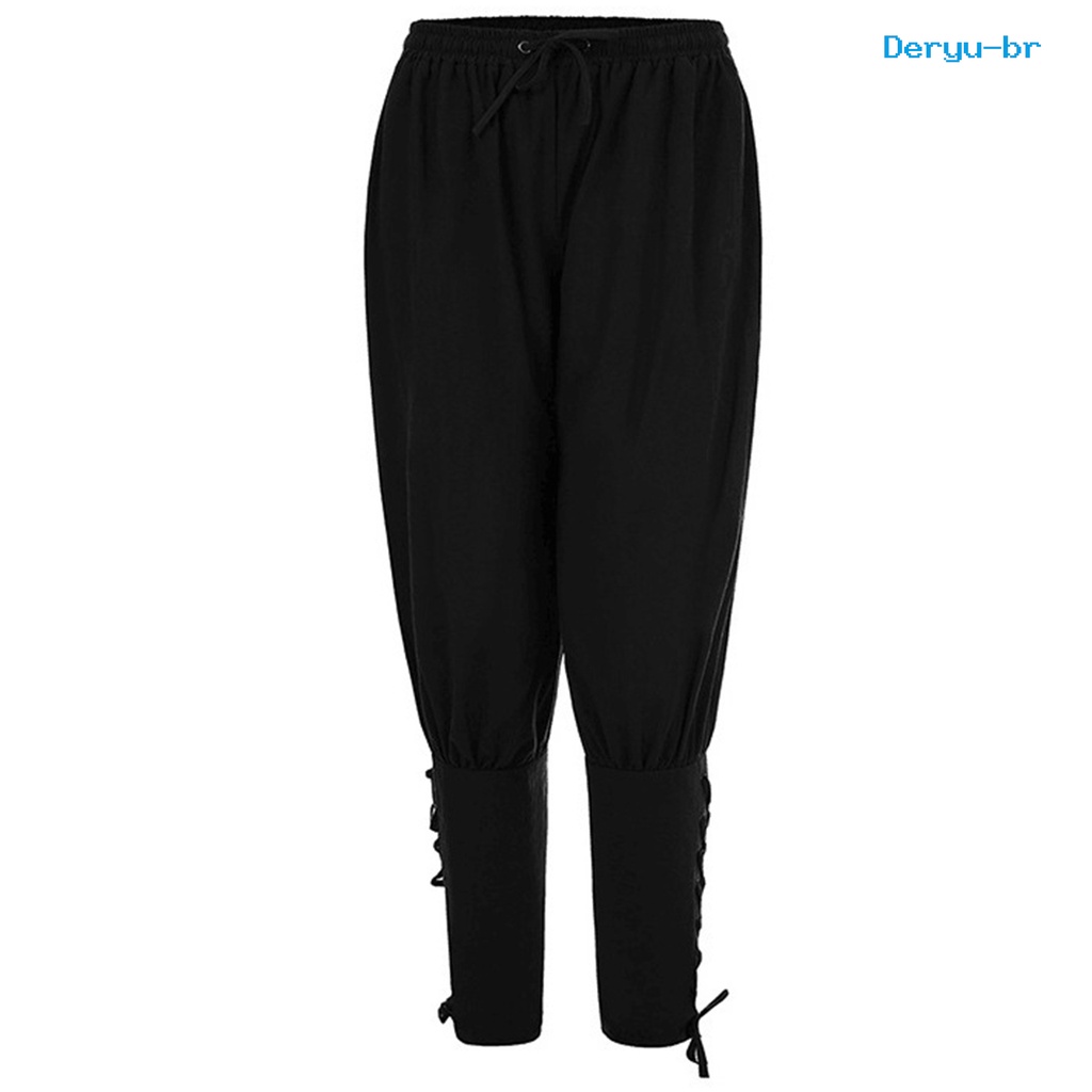 [deryu] Calça Homem Pirata Vintage Viking Cosplay Elástico
