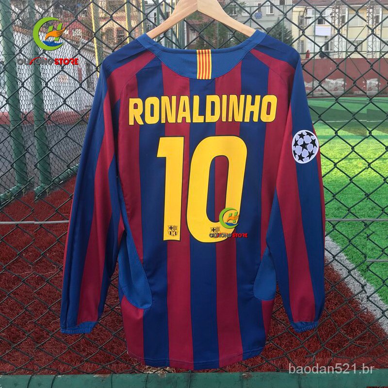 05/06 Camiset Barcelona Retro Home Long Sleeve RONALDINHO # 30 Futevôlei Fardments 2005/2006 BS