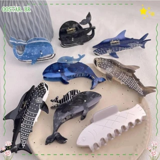 OOSTAR Blue Clip De Pêlo De Baleia Golfinhos , Acrílico Metal Captura Tubarão , Acessórios Moda Acetato Marinho Série Animal Clipes