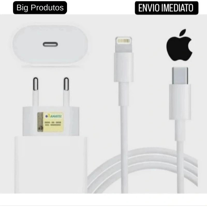 Carregador iPhone Original Completo Turbo 20w iphone 11 12 12 13 14 ...