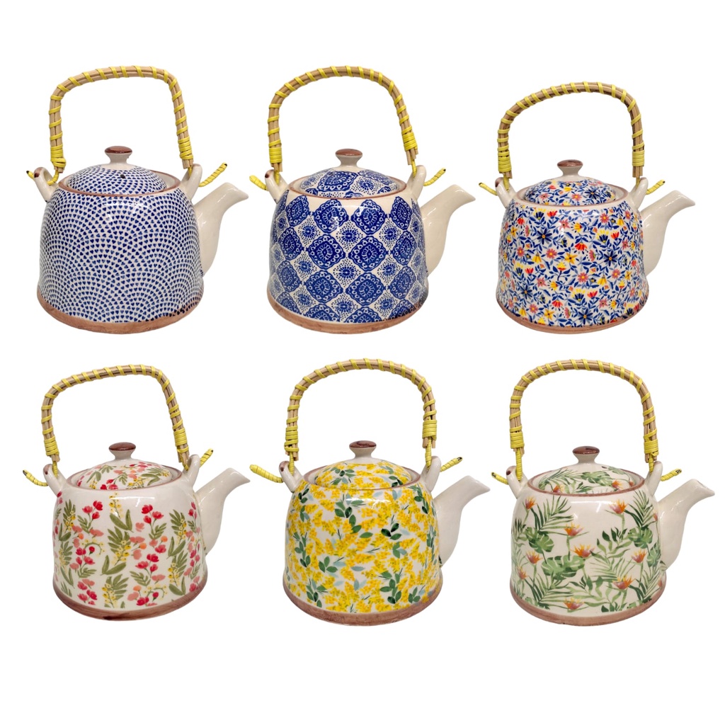Bule de Chá Porcelana Chaleira Com Infusor Inox 850ml