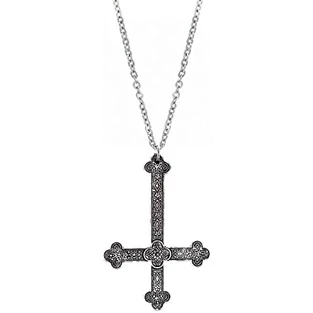 Colar De Cruz De Cabeça Para Baixo Vitoriano Ornate Cross Gótico Satânico Jóias Riqueza Dinheiro Lucky Charme Segurança Talismã Corrente