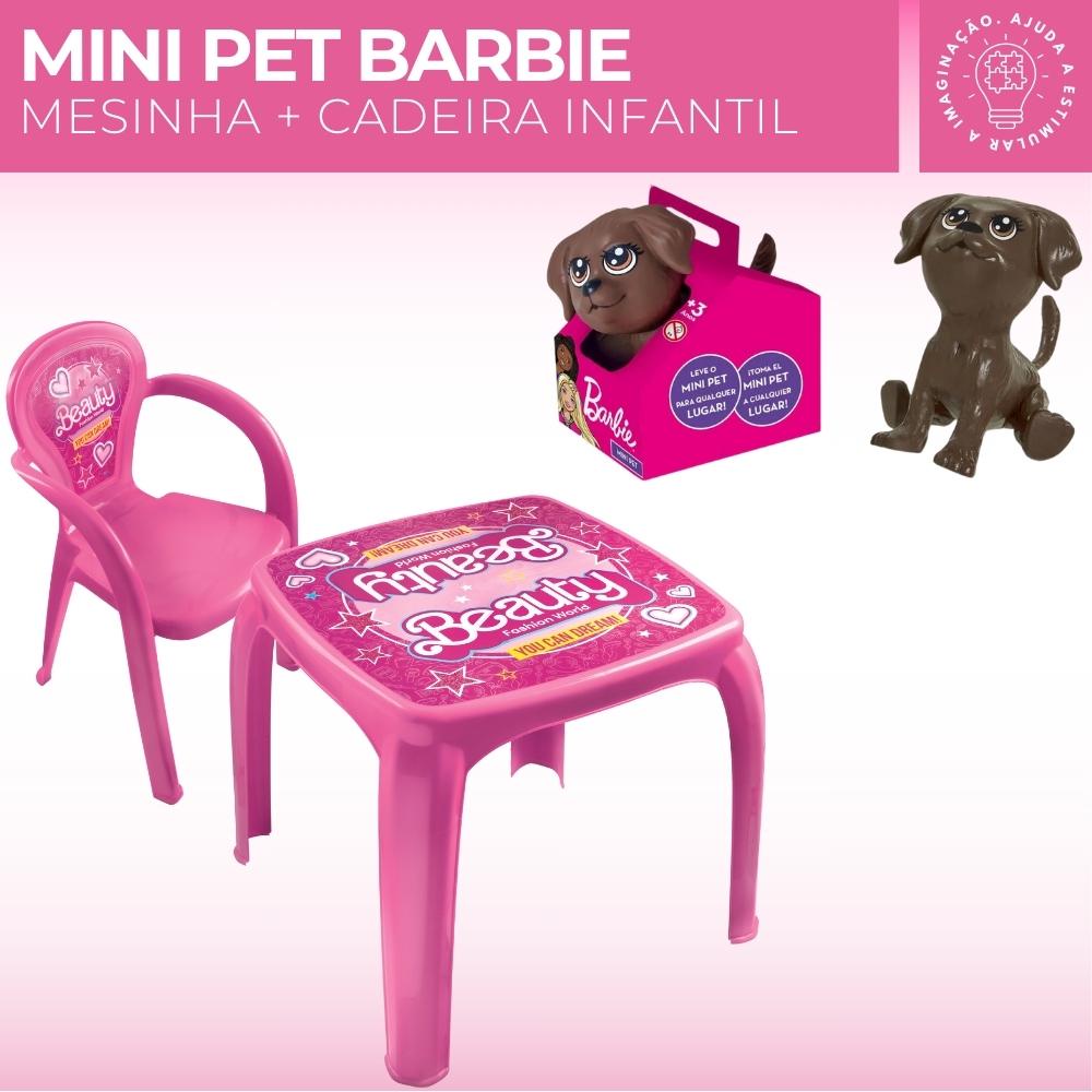 Jogo de mesa c/ quatro cadeiras p boneca Barbie