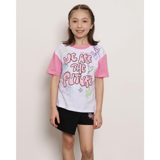 Blusa Infantil Manga Curta Estampada Branca