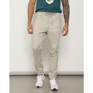 Calça Masculina Sarja Jogger Bege