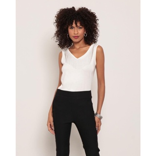 Regata Feminina Com Franja Metalizada Off White