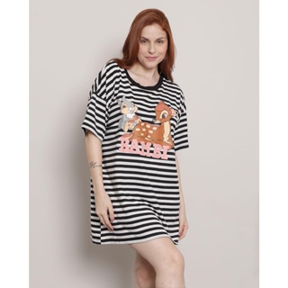 Camisola Feminina Manga Curta Disney Bambi Listrada Preta