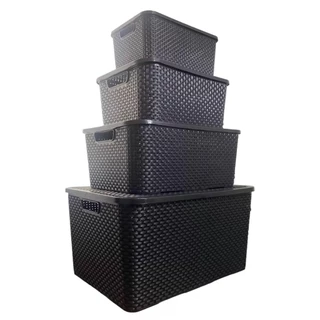 Conjunto 4 Caixas Organizadoras Rattan PRETA 7L/15L/20L/40L Arqplast