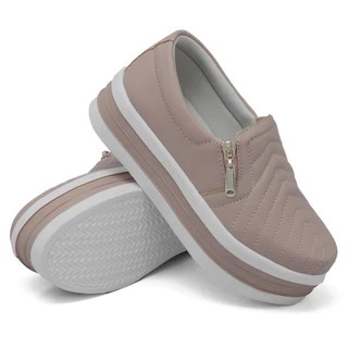 Tênis Slip On Casual Dk Use Shoes Zíper Lateral e Sola Borracha com Listras