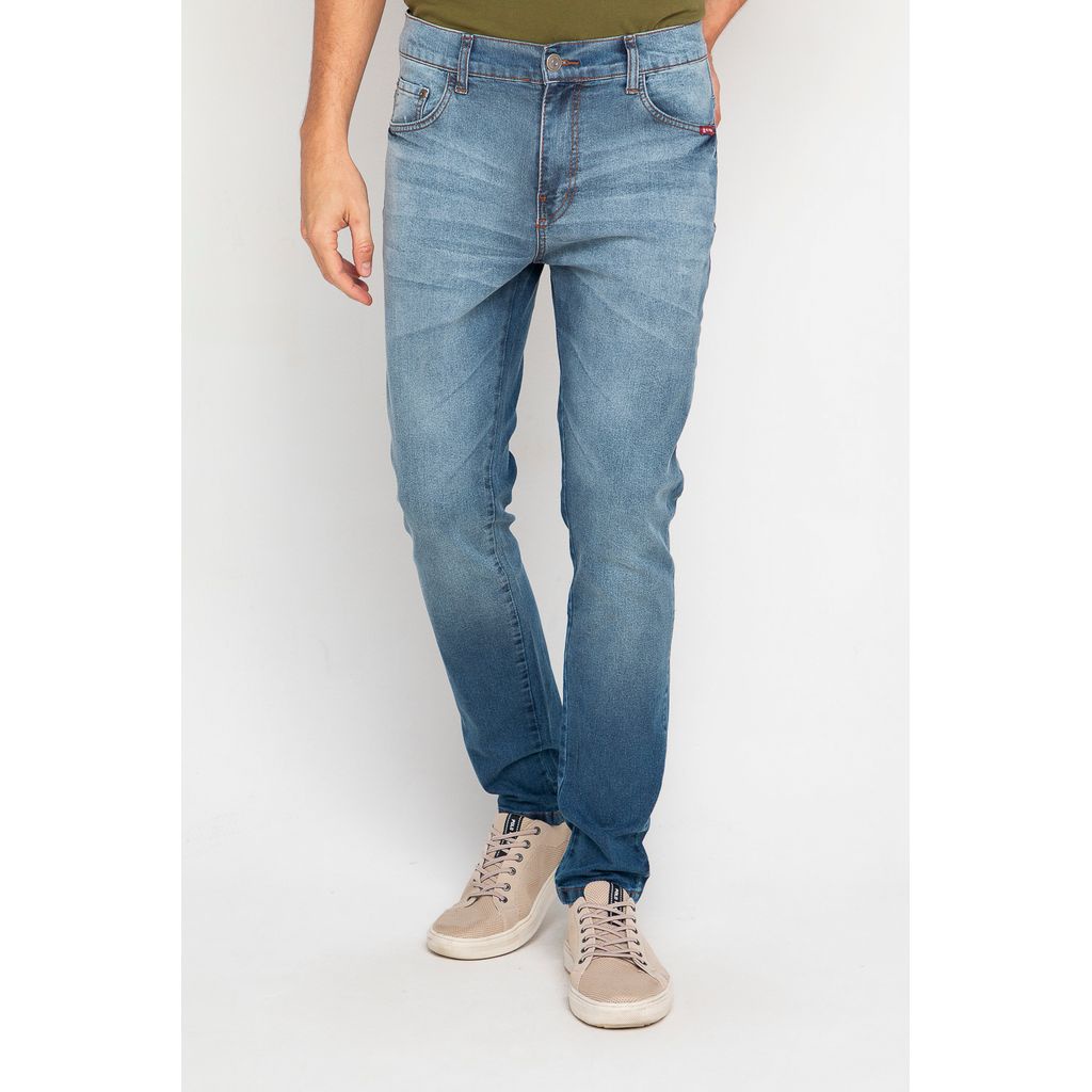 Calça Masculina Jeans Skinny Estonada Polo Wear Jeans Médio