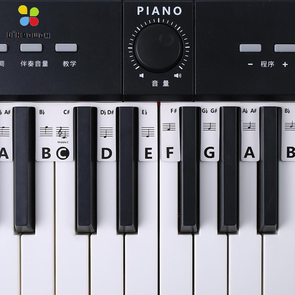 61/88 teclas de teclado de piano adesivos de silicone removível