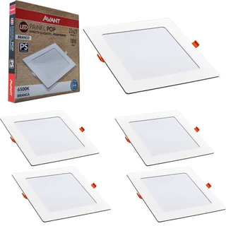 5 Painel Led Pop Quadrado de Embutir 6500W 18W Casa Teto Avant