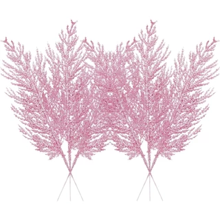 12 Pçs Decoração Da Árvore De Natal Pinheiro Artificial Glitter Hastes Decorações Para Casa 2024 Novo (Rosa)
