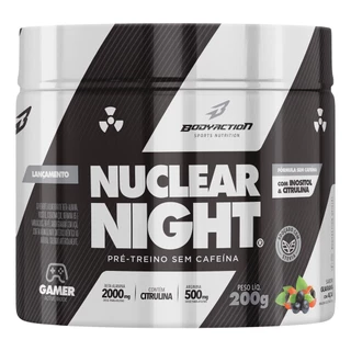 Pré Treino Noturno Beta Alanina Arginina Sem Cafeína Nuclear Night 200g Bodyaction