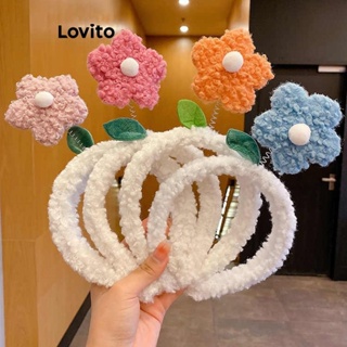 Lovito Tiara de Cabelo com Anteninha Floral de Lã para Mulheres LFA08533 (Cáqui/Laranja/Rosa/Azul)