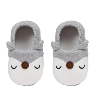 Pantufa Bebê Raposa Cinza Antiderrapante - Buba