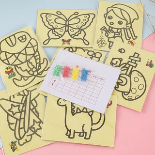 Conjunto de Pintura de Areia Infantil Conjunto de Pintura de Areia Artesanal Areia Criativa Colorida Fazendo Imagem Jardim de Infância Desenho Animado Pequeno Presente