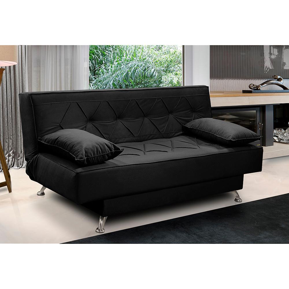 sofá cama 1,80m Íris Suede Preto Adonai Estofados