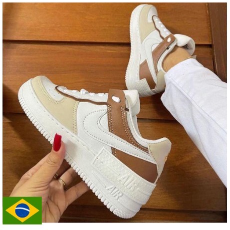 Promoção Tênis Nike Air Force Caramelo Feminino Casual Shadow 2023