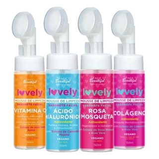 Kit c/ 4 Mousse de Limpeza Sabonete Facial Lovely Face Beautiful