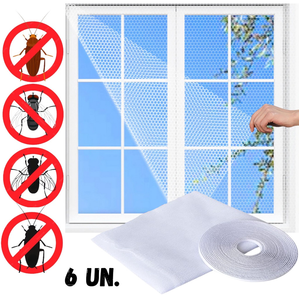 KIT 6 TELA MOSQUITEIRA ANTI INSETO PARA PERNILONGO JANELA | Shopee Brasil