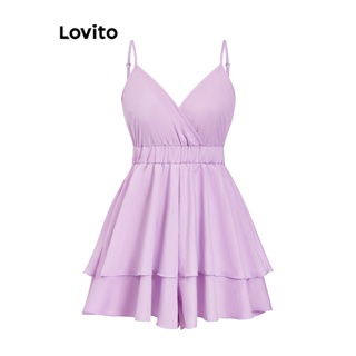 Lovito Macacão Boho Simples De Camada Dupla Para Mulheres L74ED035