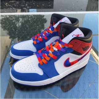 TÊNIS NIKE - AIR JORDAN 1 MID-BRANCO/AZUL/VERMELHO