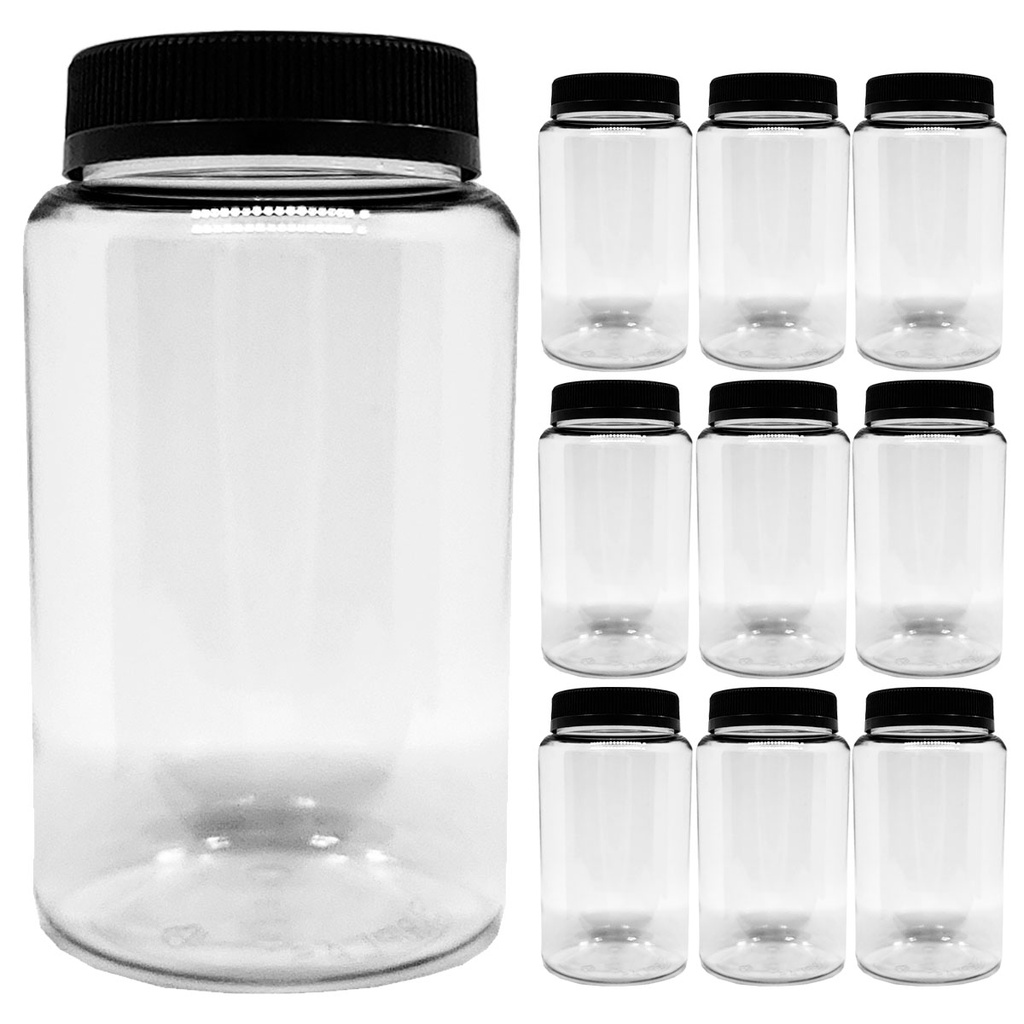Kit 10 Potes Plastico 500ml Para Tempero Sal Grosso Mantimentos Com Tampa