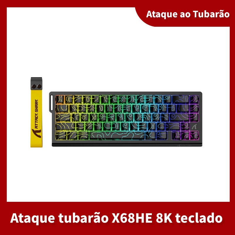 Ataque shark X68HE fio teclado mecânico linha 68% layout Ataque shark X68HE fio teclado mecânico linha 68% layout