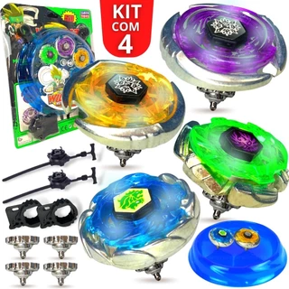 Kit 4 Beyblade De Ferro + 2 Lancadores + Arena de Batalha em Oferta na Shopee