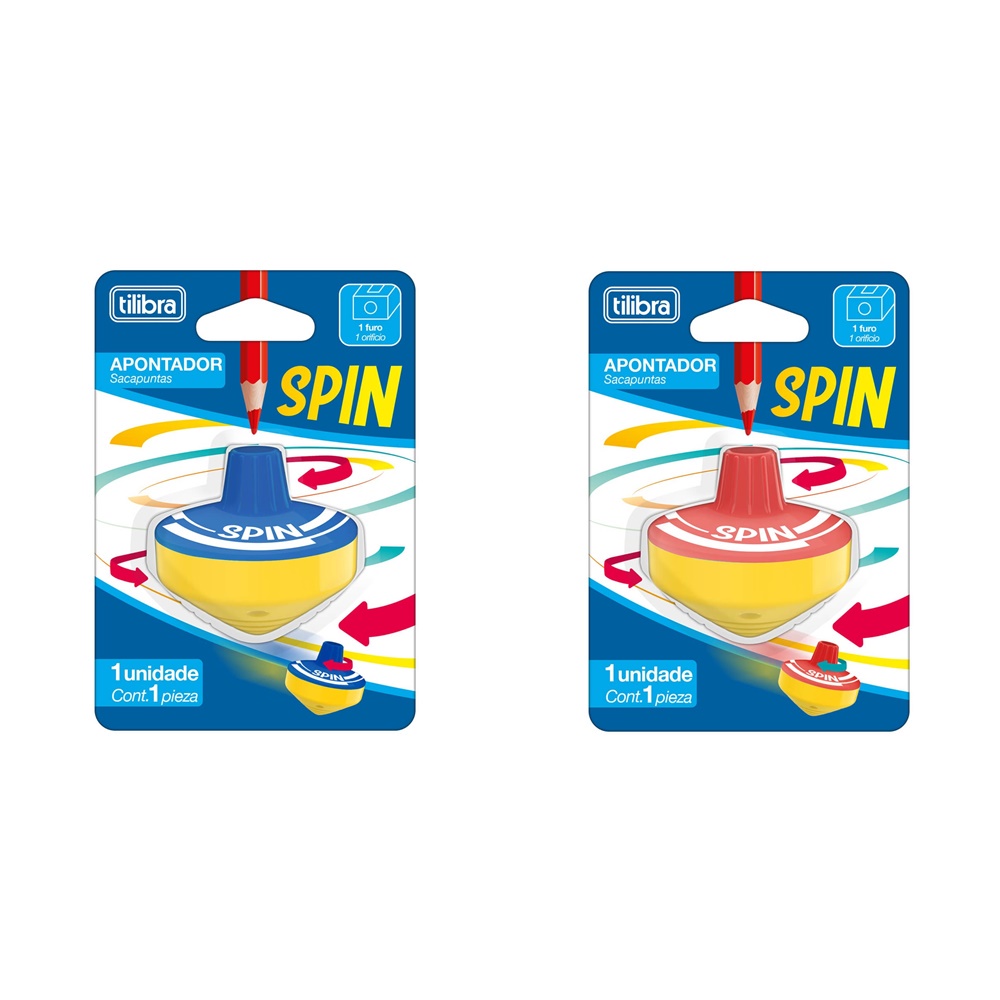 Apontador Escolar Peão Spin 1 Furo Tilibra 24479-U-U - Only Megastore