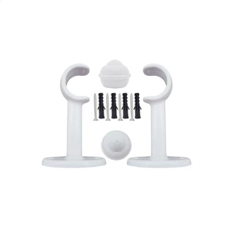 Kit 2 Suportes Para Varão De Cortina Parede Grosso 28mm Branco