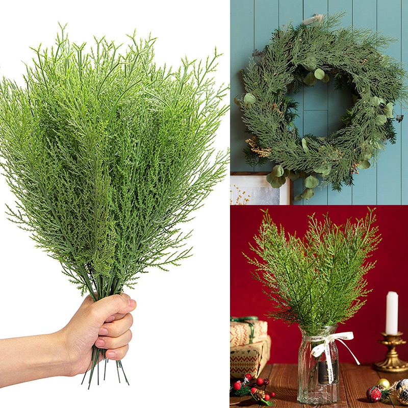 Ramos Artificiais De Pinheiro Falsas Plantas Verdes Picadores De Folhas Artesanato De Natal Flores Decorativas