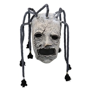 Compra online de Máscara de terror de Halloween COS Exorcista Sorriso Rosto  e Olhos Brancos Demônio Assustador Rosto Cobre Adereços Assustadores