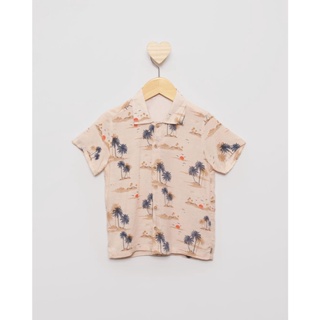 Camisa Bebê Manga Curta Viscose Estampa Tropical Off White