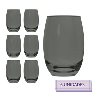 Conjunto 2 Copos Vidro Bellagio Redondo 450ml Grande Cinza - AliExpress