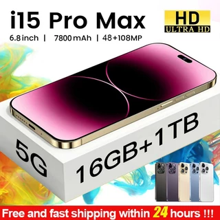 Versão Global I15 Pro Max 6.8 Inch Smartphone Original Android HD Tela Cheia 16GB 1TB Telefones Celulares Desbloqueados 4G 5G-GoodLuckGift