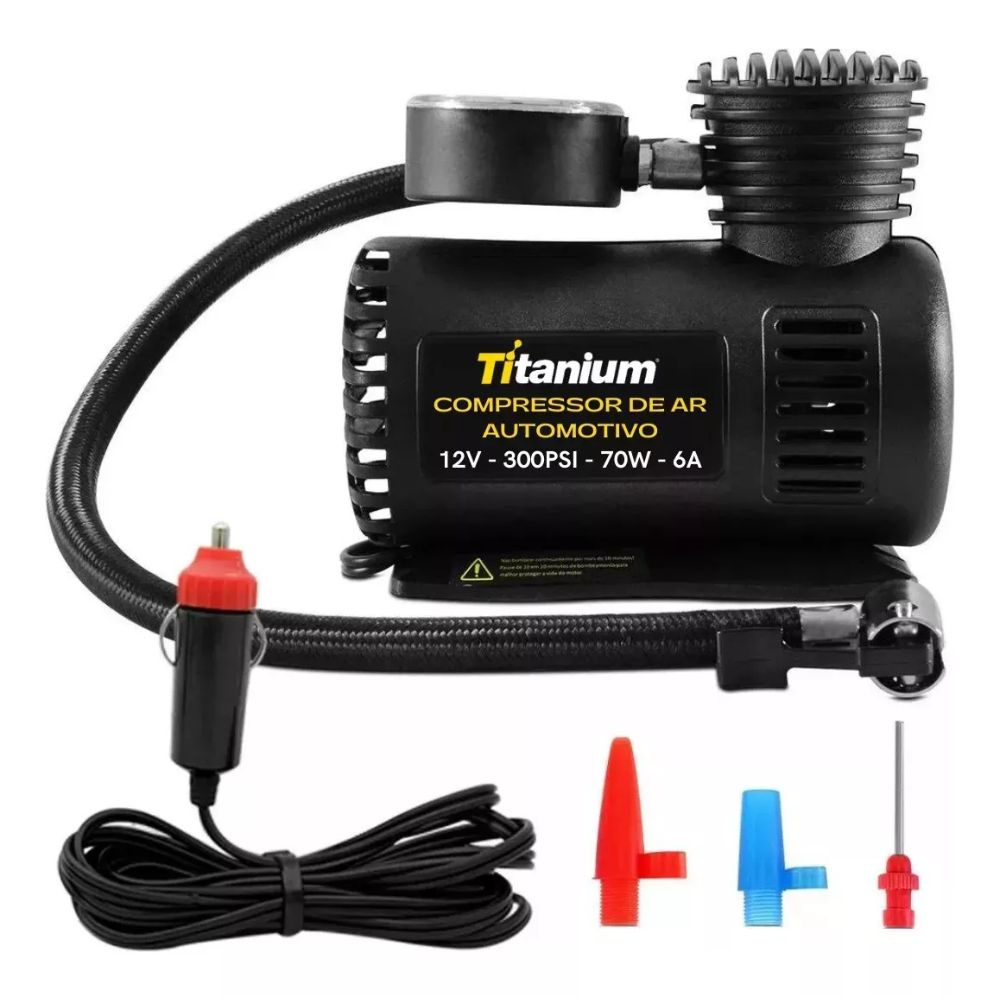 Mini Compressor de Ar Automotivo Portátil 12V Titanium