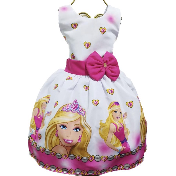 Vestido infantil Barbie temático luxo rosa a 10 anos festa