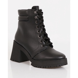 Bota Feminina Coturno Salto Alto Tratorada Ramarim Preto