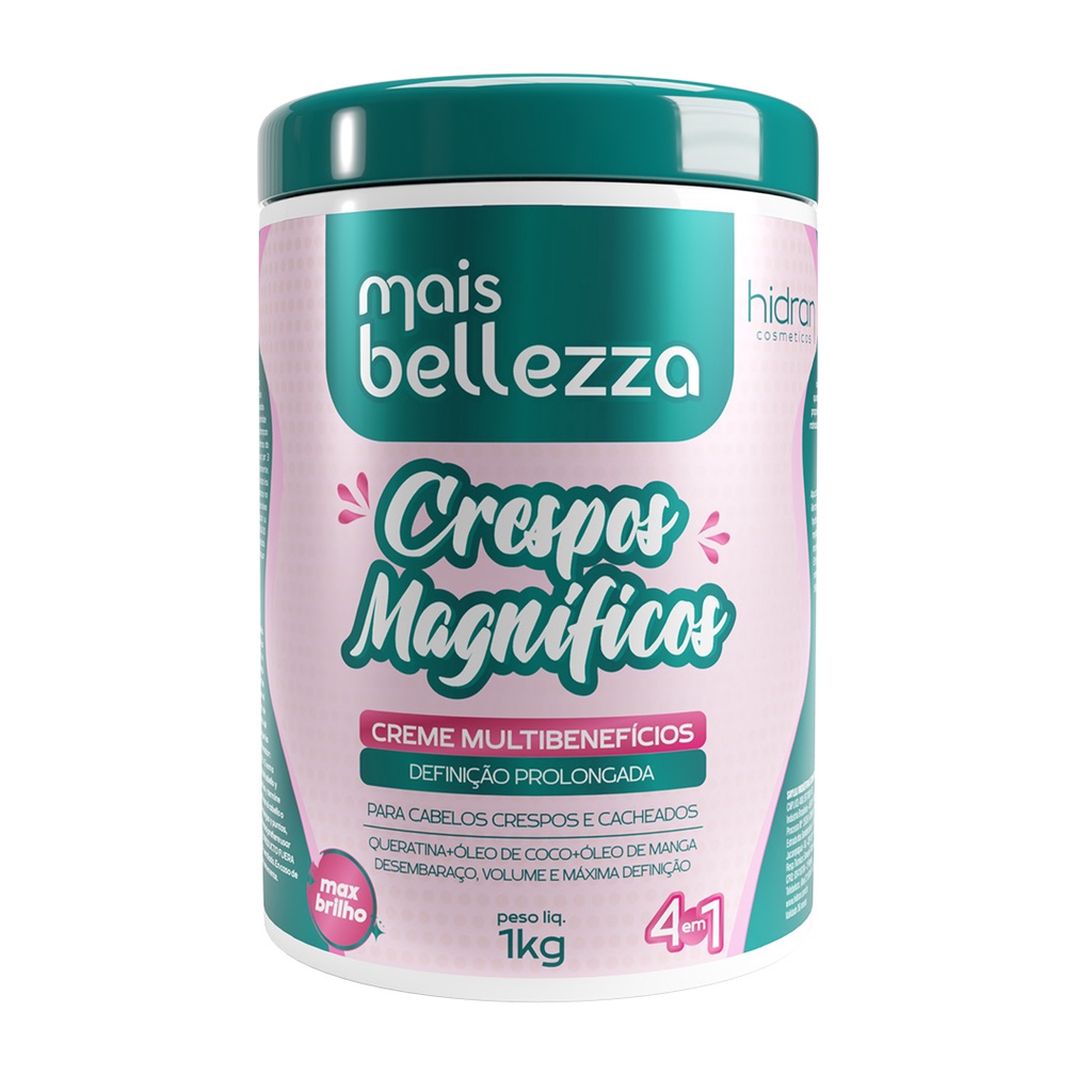 Creme Multibeneficios 4 em 1 Mais Bellezza Crespos Magníficos 1kg ...