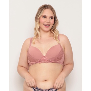 Sutiã Plus Size Feminino Base Com Bojo Rosa
