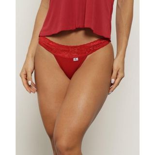 Calcinha Feminina String Com Renda Vermelha