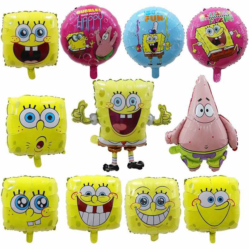 Balão de filme de alumínio Bob Esponja/adereços de decoração de festa/Balão de desenho animado de decoração de aniversário em forma de estrela