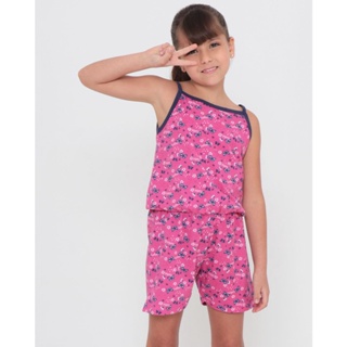 Macaquinho Infantil Alcinha Estampa Borboletas Rosa